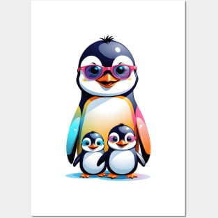 Three cute cheerful penguins Posters and Art